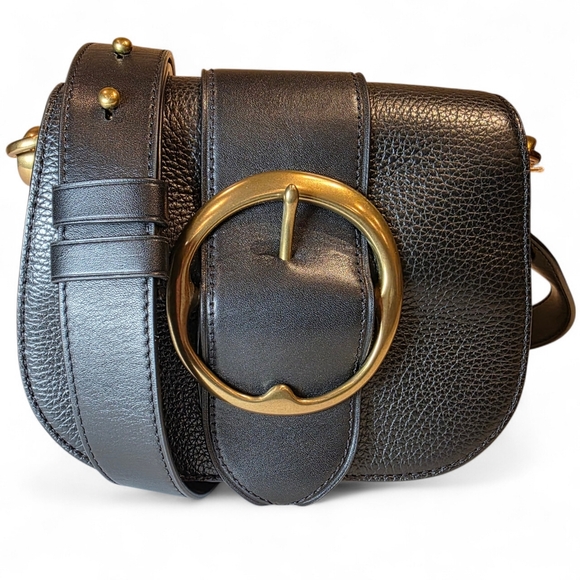 Polo Ralph Lauren Handbags - Polo Ralph Lauren Crossbody Shoulder Bag Black Pebbled Leather